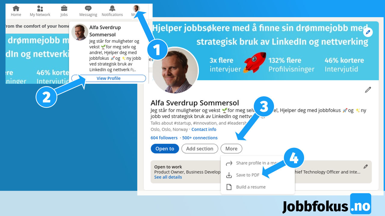 Lagre CV som PDF i LinkedIn