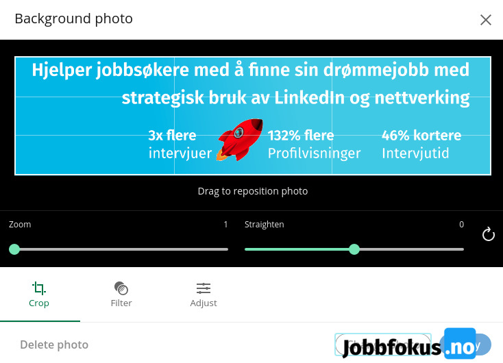linkedin profil redigering av bakgrunnsbilde